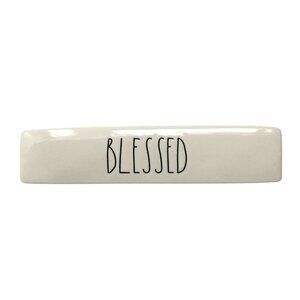 Rae Dunn BLESSED Ceramic Desk Nameplate Sign Paperweight Office Decor Gift